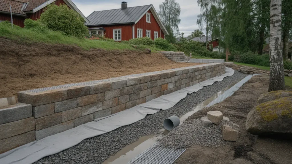 bygga st dmur i sl nt kostnad dr nering och fundament som h ller